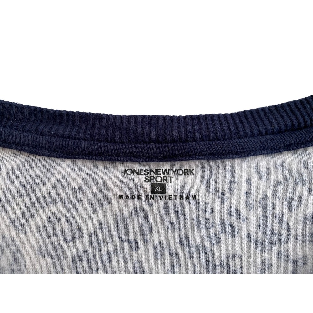 Jones New York Navy Cheetah Print Top XL‎ Long Sleeve Knit - Picture 3 of 4